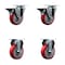 Service Caster 4'' Red Poly Wheel Swivel Top Plate Caster Set with 2 Posi Brakes 2 Rigid, 4PK SCC-20S414-PPUB-RED-PLB-2-R-2 - alternate 1